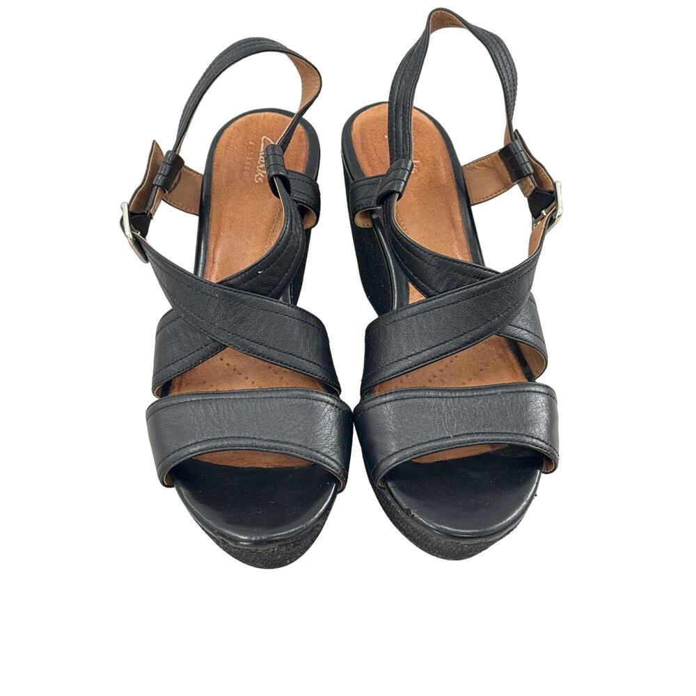 Clark’s Nadine Ziva Black Leather Wedge 9.5